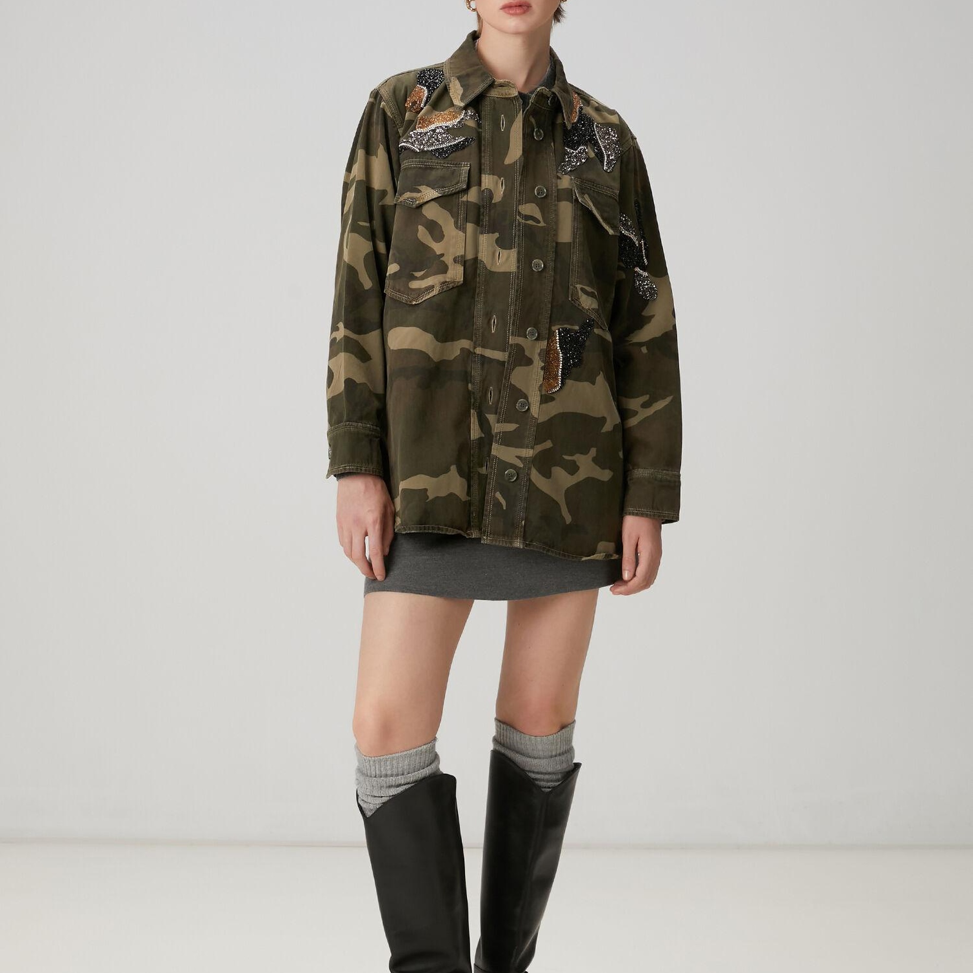 Beymen Club Kadın Kamuflaj Desenli Denim Ceket