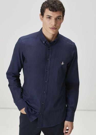  Beymen Club Erkek Slim Fit Lacivert Oxford Gömlek