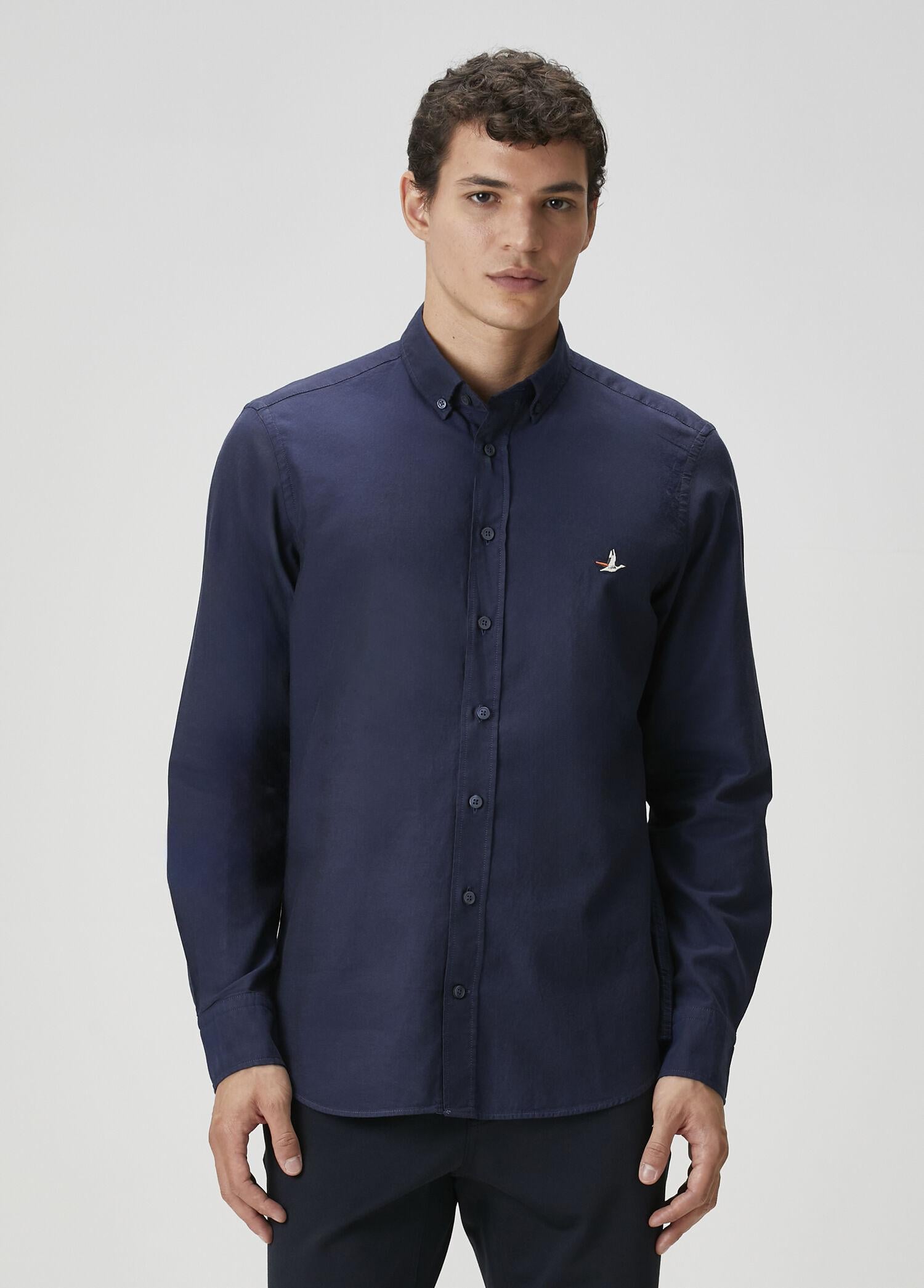  Beymen Club Erkek Slim Fit Lacivert Oxford Gömlek