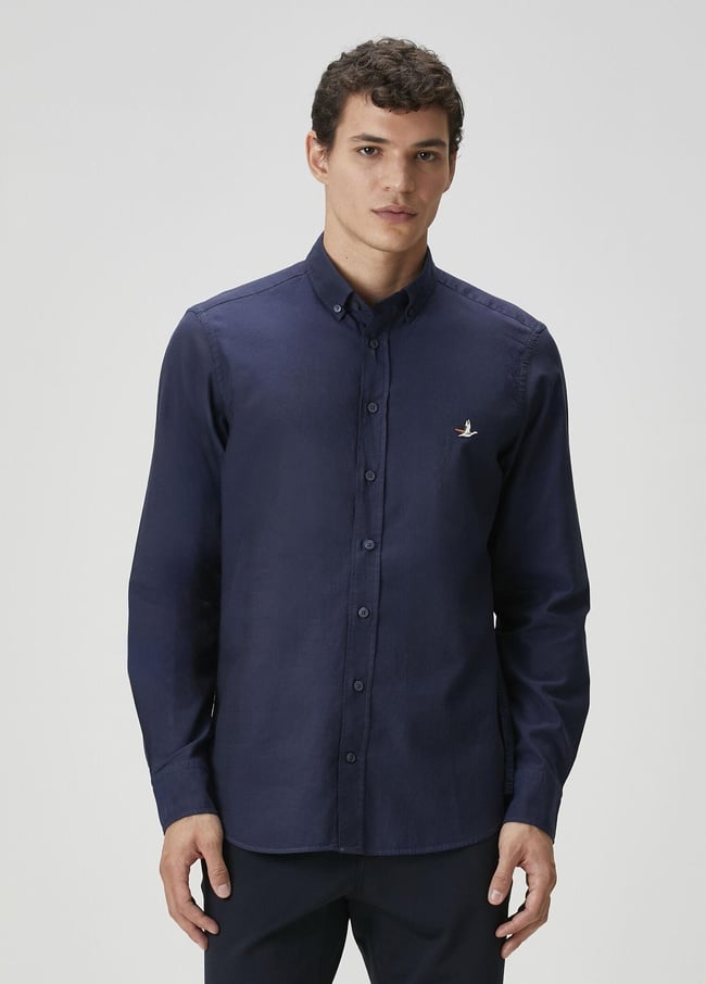  Beymen Club Erkek Slim Fit Lacivert Oxford Gömlek