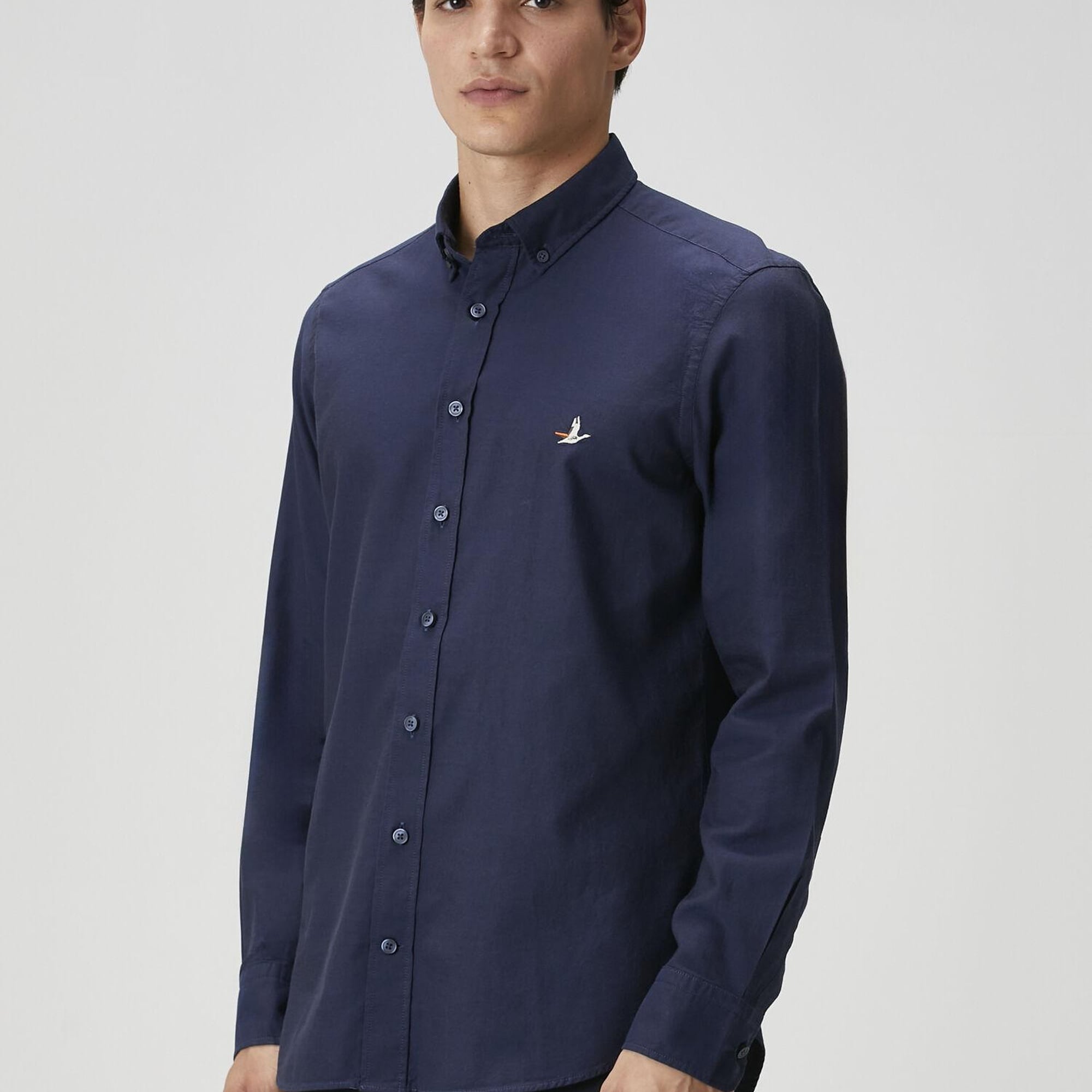 Beymen Club Erkek Slim Fit Lacivert Oxford Gömlek