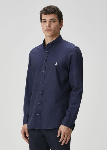  Beymen Club Erkek Slim Fit Lacivert Oxford Gömlek