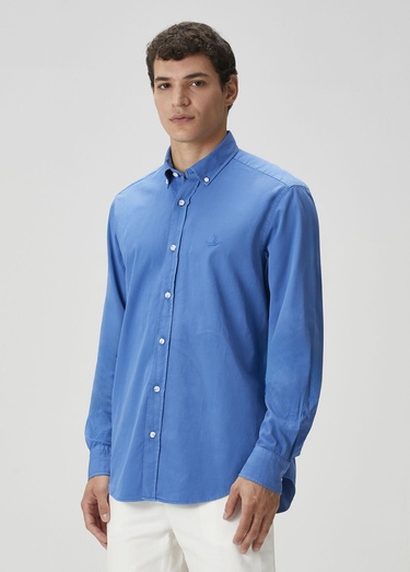  Beymen Club Erkek Comfort Fit Mavi Gabardin Doku Gömlek