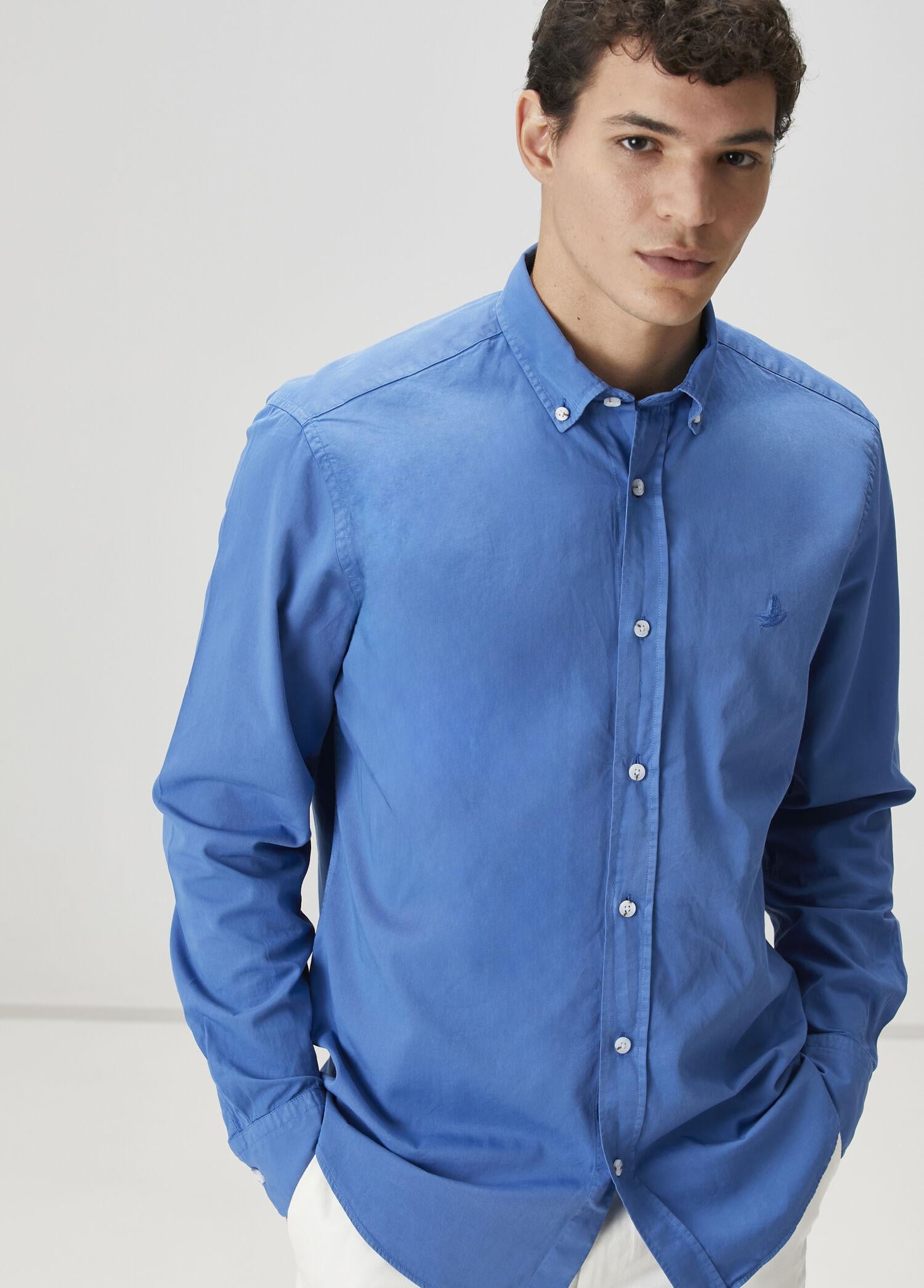  Beymen Club Erkek Comfort Fit Mavi Gabardin Doku Gömlek