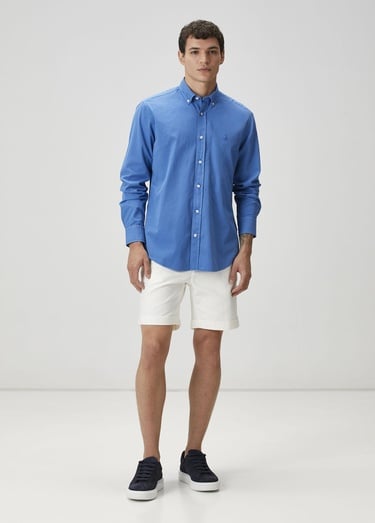  Beymen Club Erkek Comfort Fit Mavi Gabardin Doku Gömlek