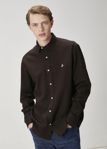  Beymen Club Erkek Comfort Fit Kahverengi Dokulu Gömlek