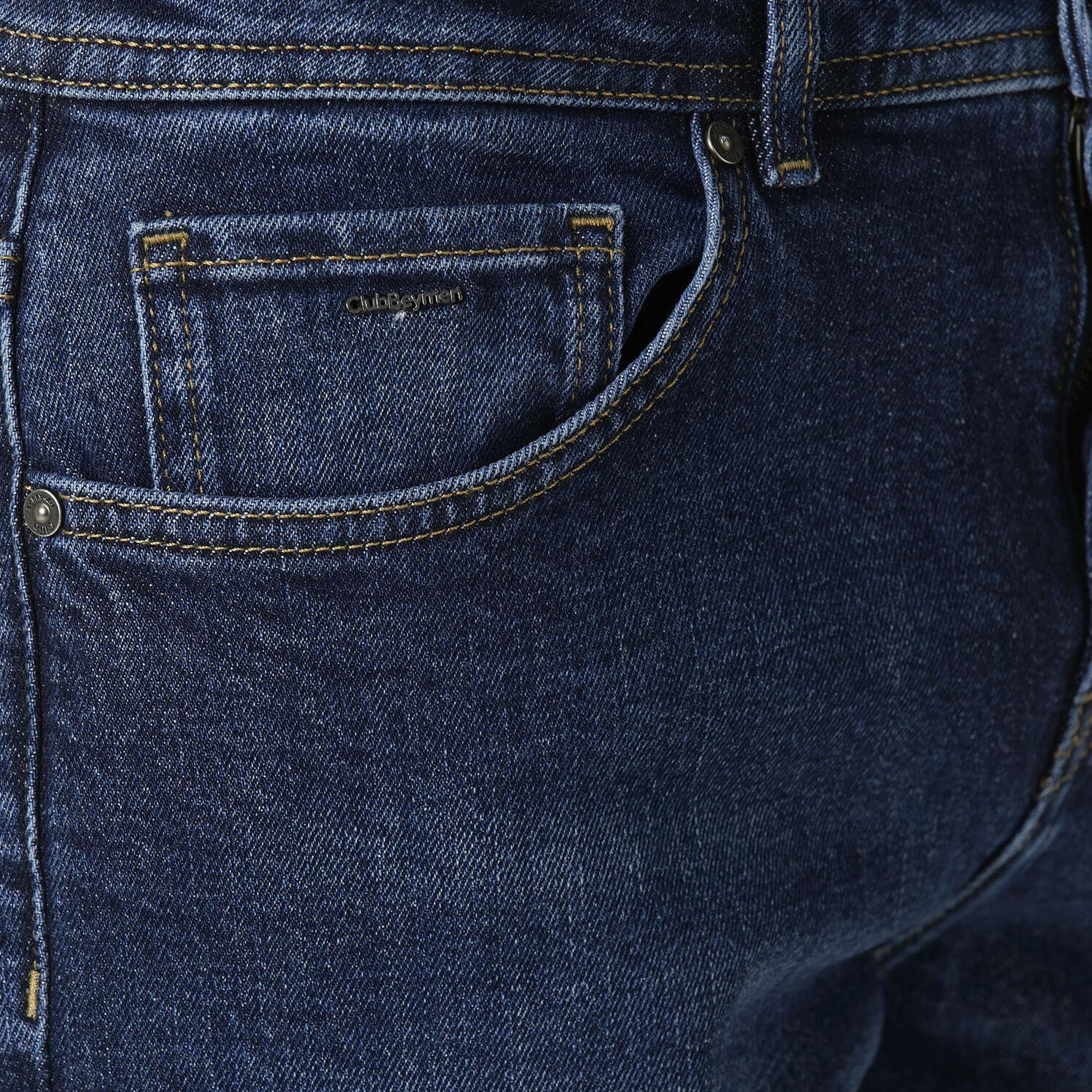 Beymen Club Erkek Mavi Yıkamalı Slim Fit Jean Pantolon