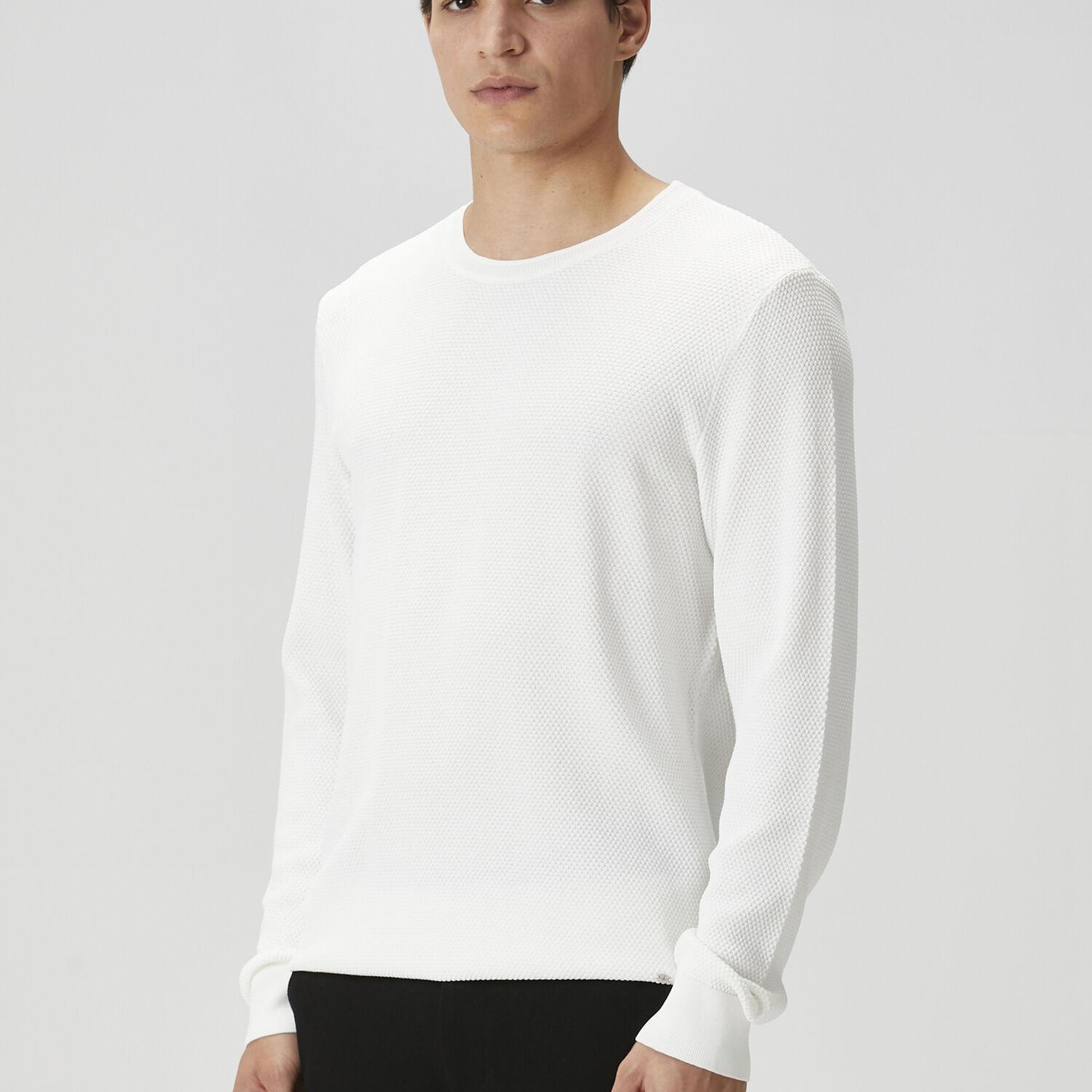 Beymen Club Erkek Kırık Beyaz Petek Örgü Dokulu Kazak