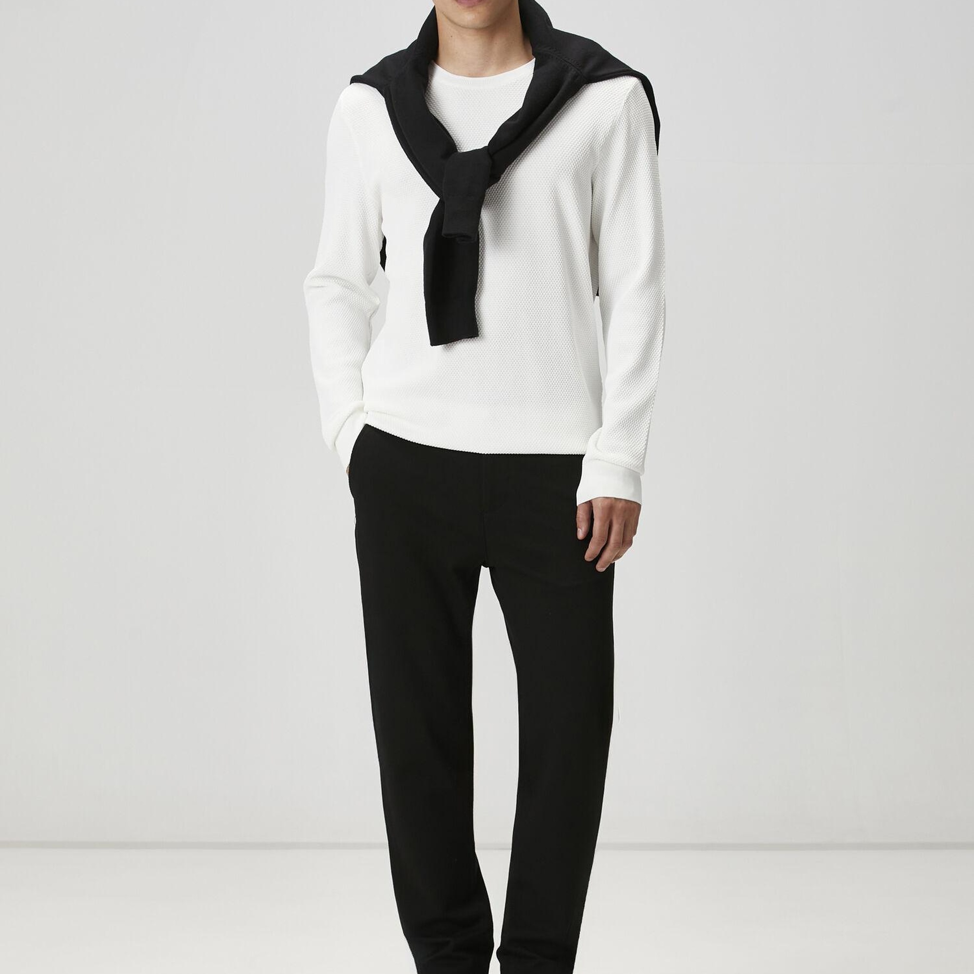 Beymen Club Erkek Kırık Beyaz Petek Örgü Dokulu Kazak