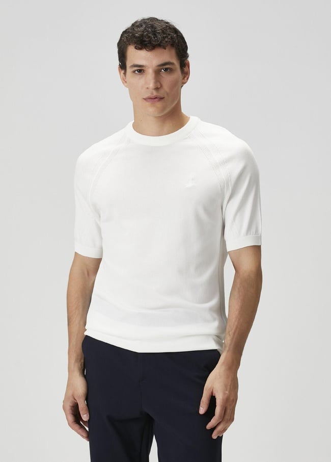  Beymen Club Erkek Kırık Beyaz Kısa Kollu Kazak