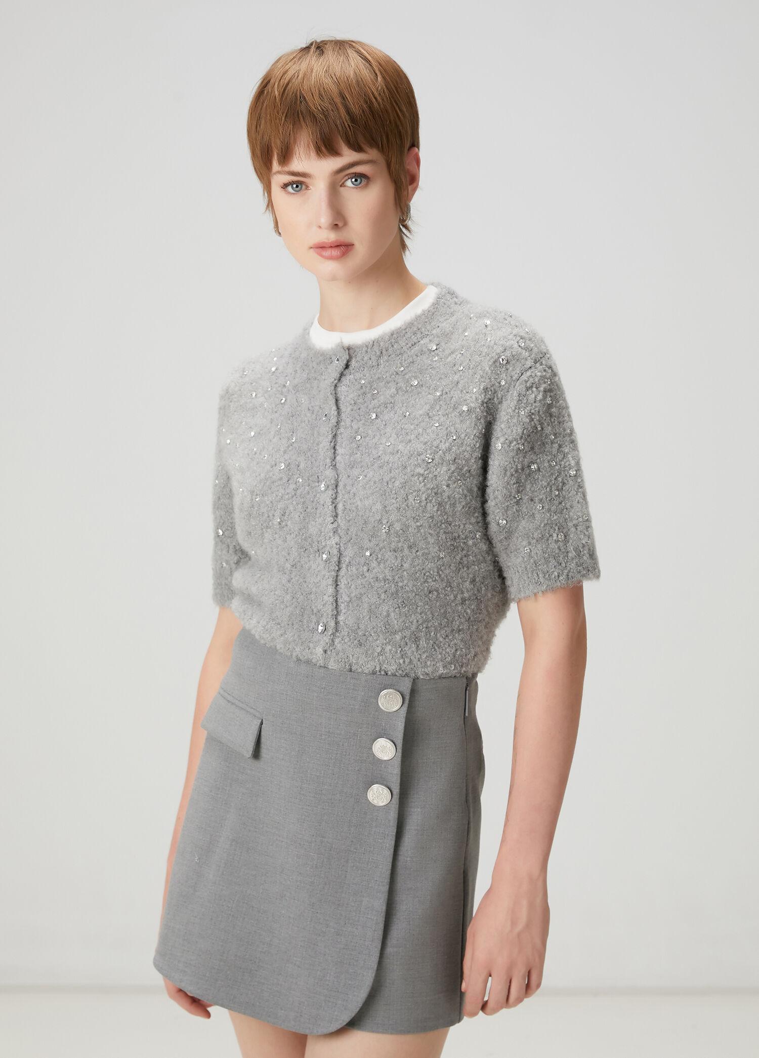  Beymen Club Kadın Gri Taş İşlemeli Hırka