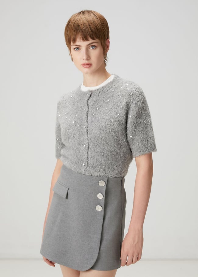  Beymen Club Kadın Gri Taş İşlemeli Hırka