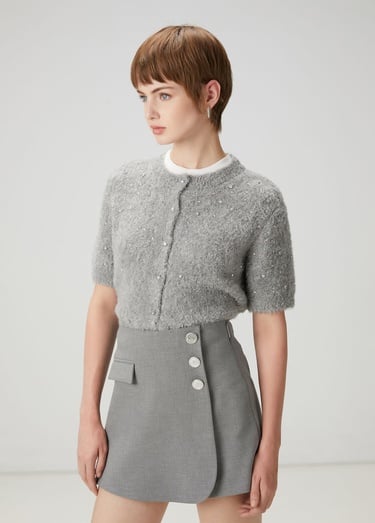  Beymen Club Kadın Gri Taş İşlemeli Hırka