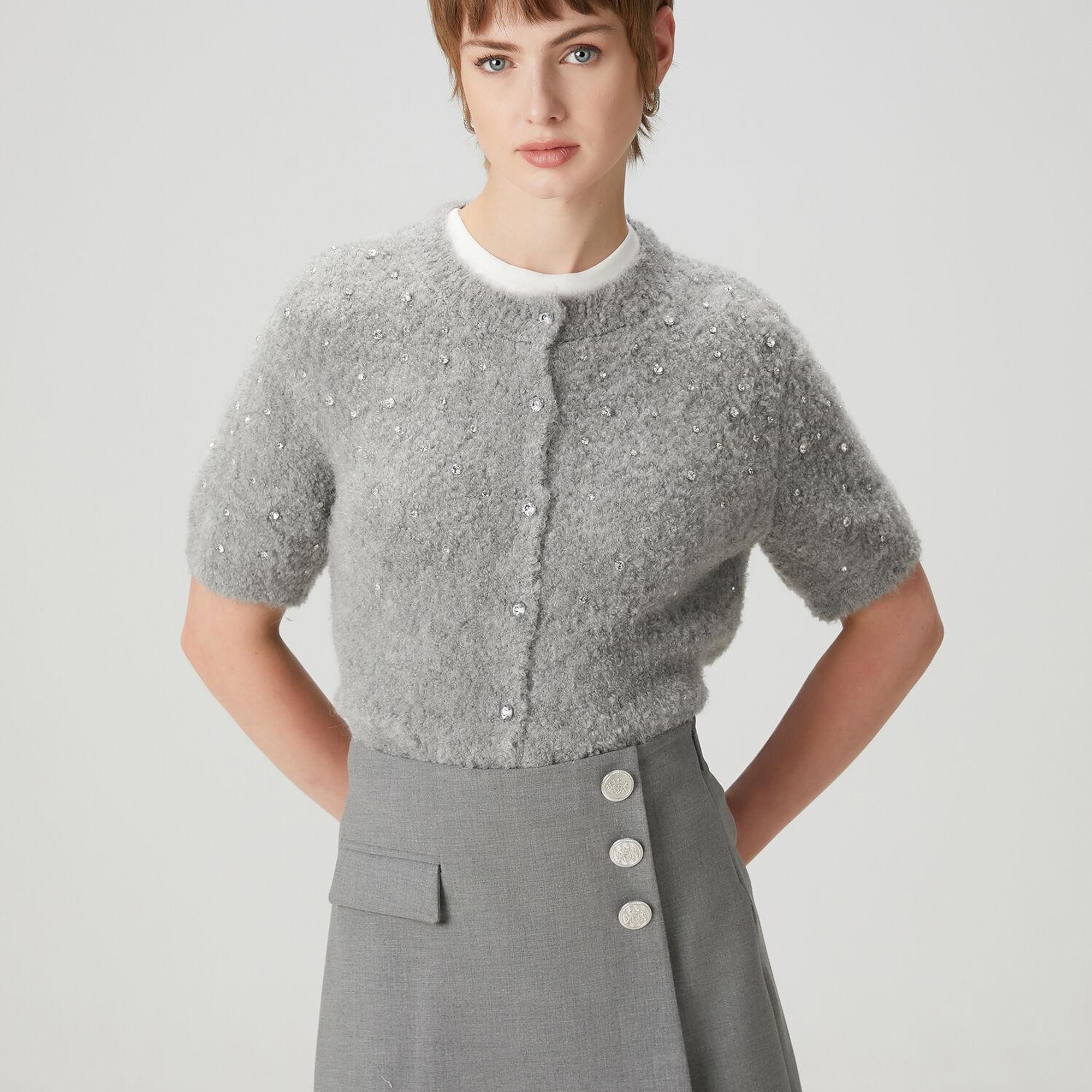 Beymen Club Kadın Gri Taş İşlemeli Hırka