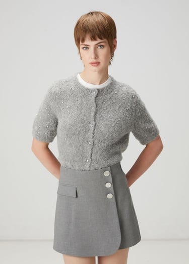  Beymen Club Kadın Gri Taş İşlemeli Hırka