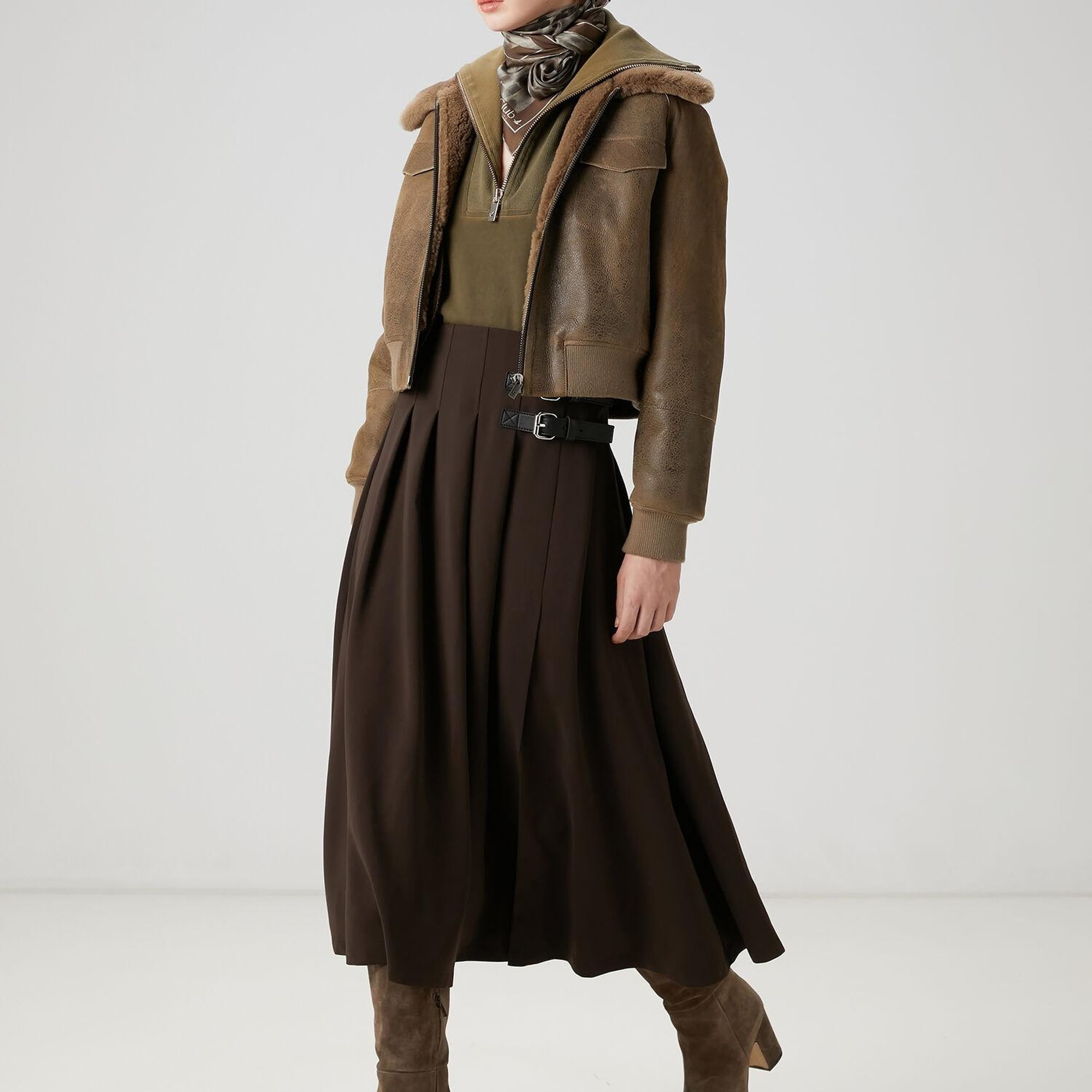 Beymen Club Kadın Kahverengi Pileli Midi Etek