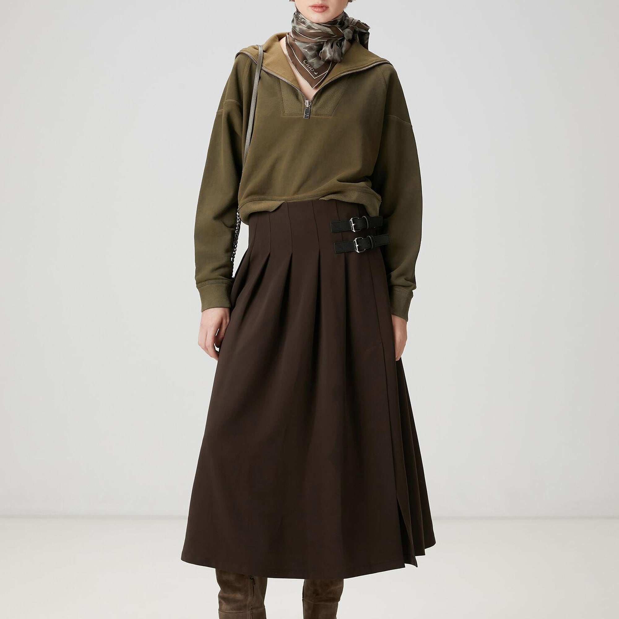 Beymen Club Kadın Kahverengi Pileli Midi Etek