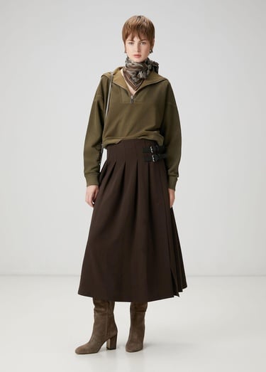  Beymen Club Kadın Kahverengi Pileli Midi Etek