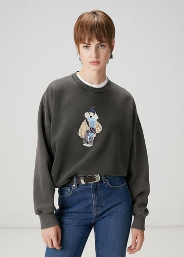  Beymen Club Kadın Antrasit Figür Nakışlı Sweatshirt