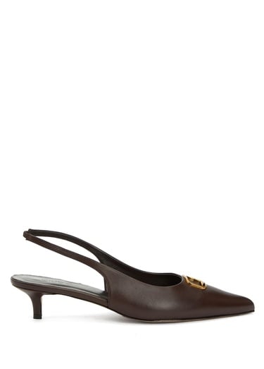  Beymen Club Kadın Kahverengi Kaz Logolu Deri Topuklu Ayakkabı