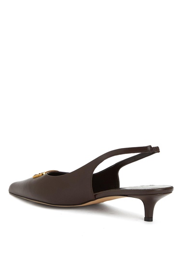  Beymen Club Kadın Kahverengi Kaz Logolu Deri Topuklu Ayakkabı