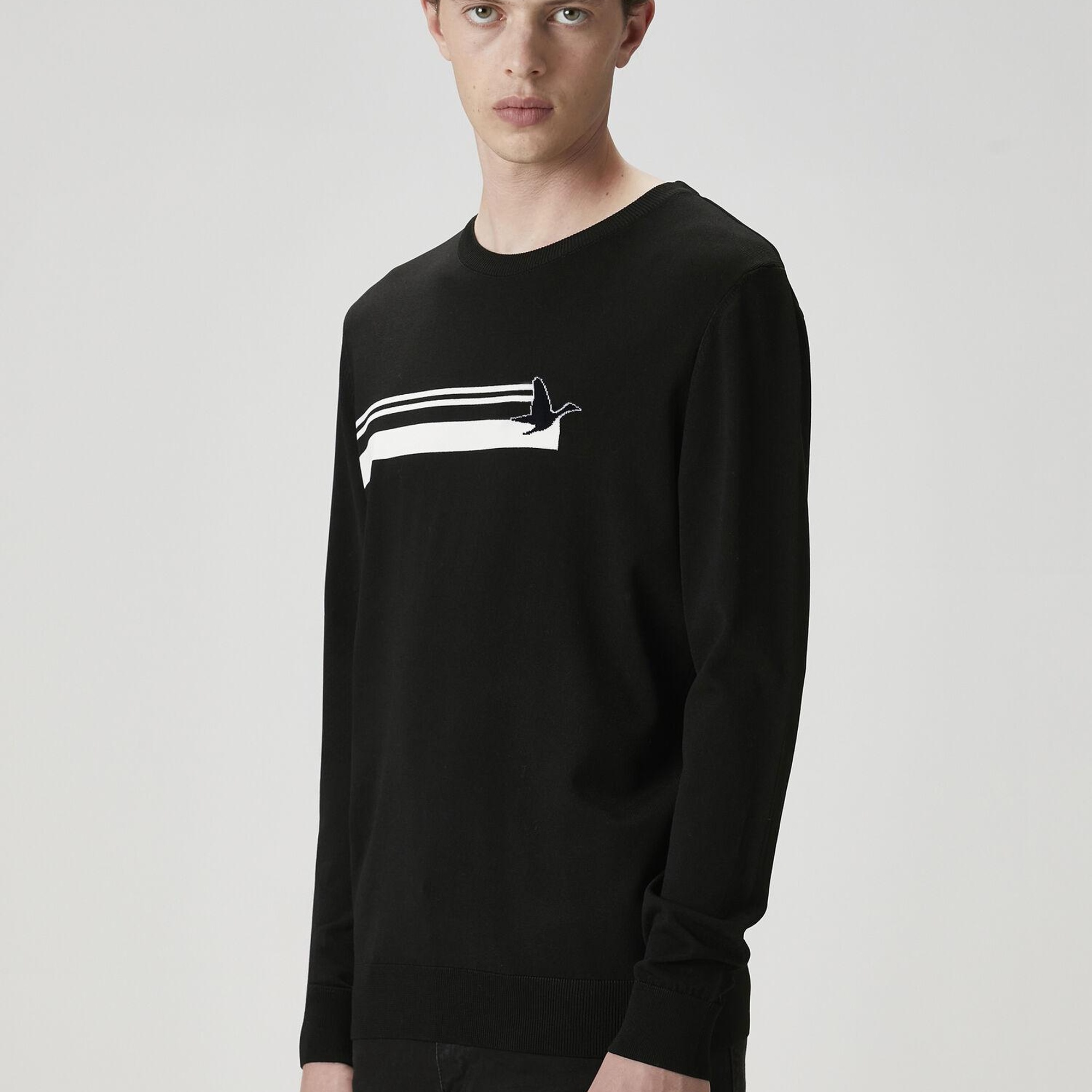 Beymen Club Erkek Siyah Logo Jakarlı Kazak