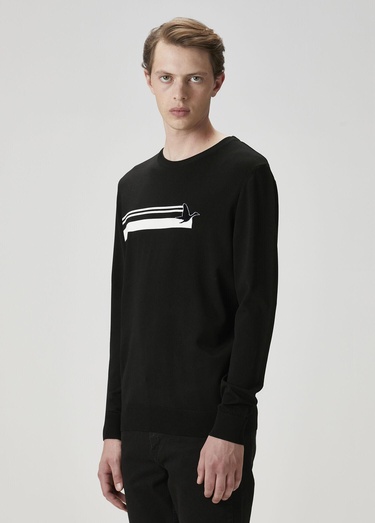  Beymen Club Erkek Siyah Logo Jakarlı Kazak