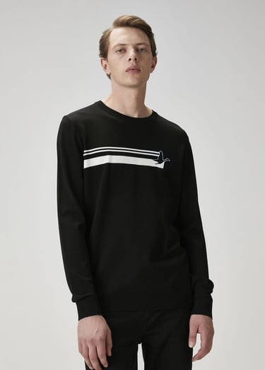  Beymen Club Erkek Siyah Logo Jakarlı Kazak