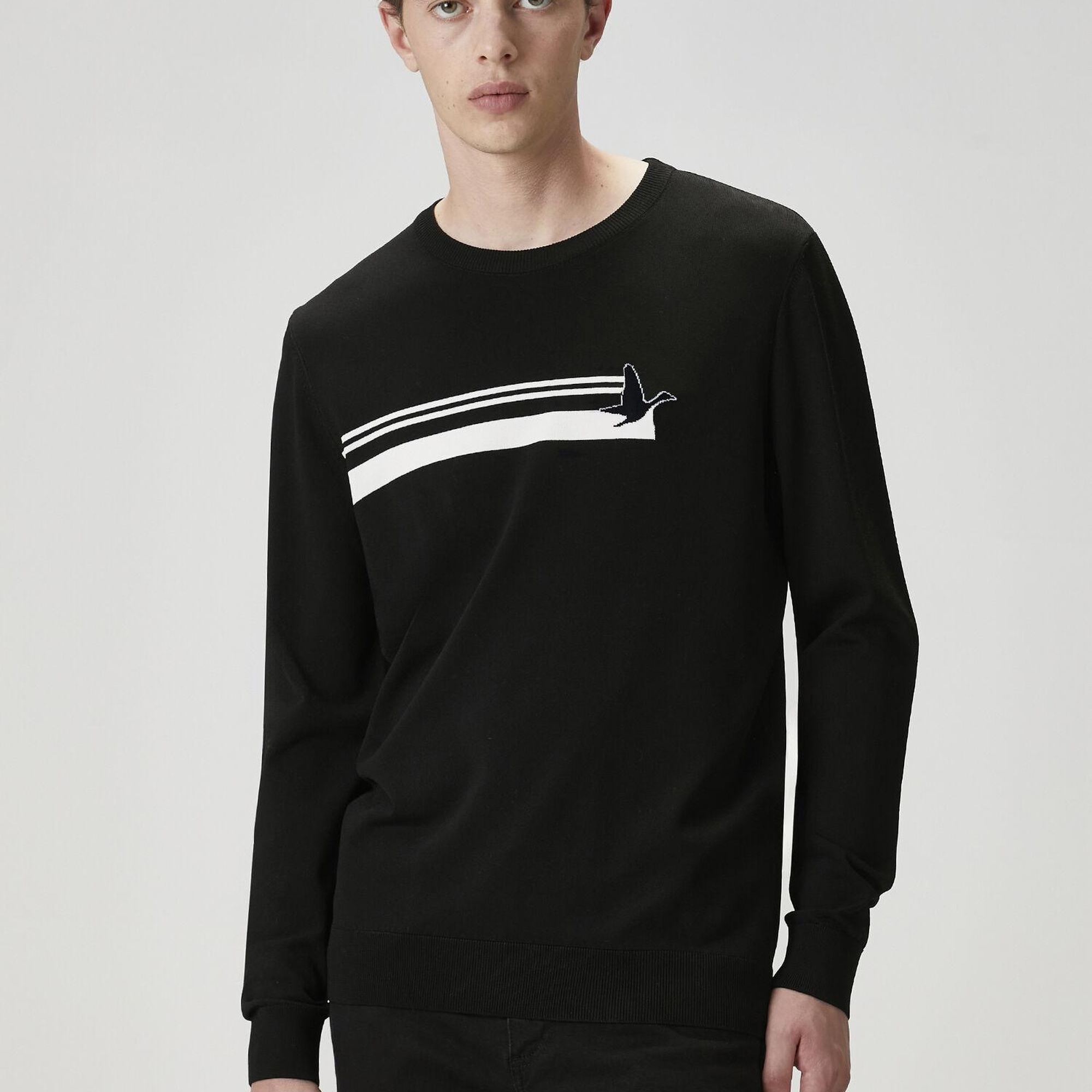 Beymen Club Erkek Siyah Logo Jakarlı Kazak