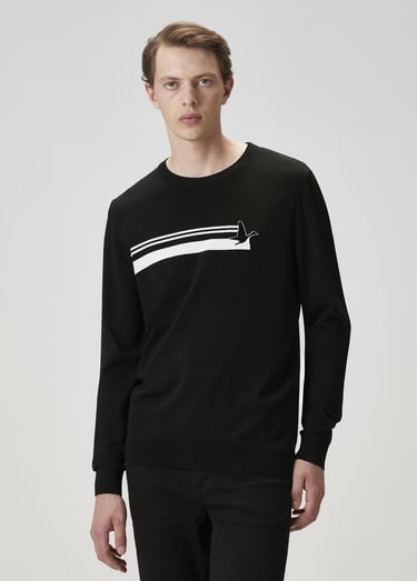  Beymen Club Erkek Siyah Logo Jakarlı Kazak