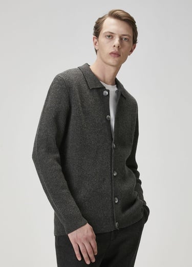  Beymen Club Erkek Gri Melanj Kaşmir Karışımlı Triko Hırka