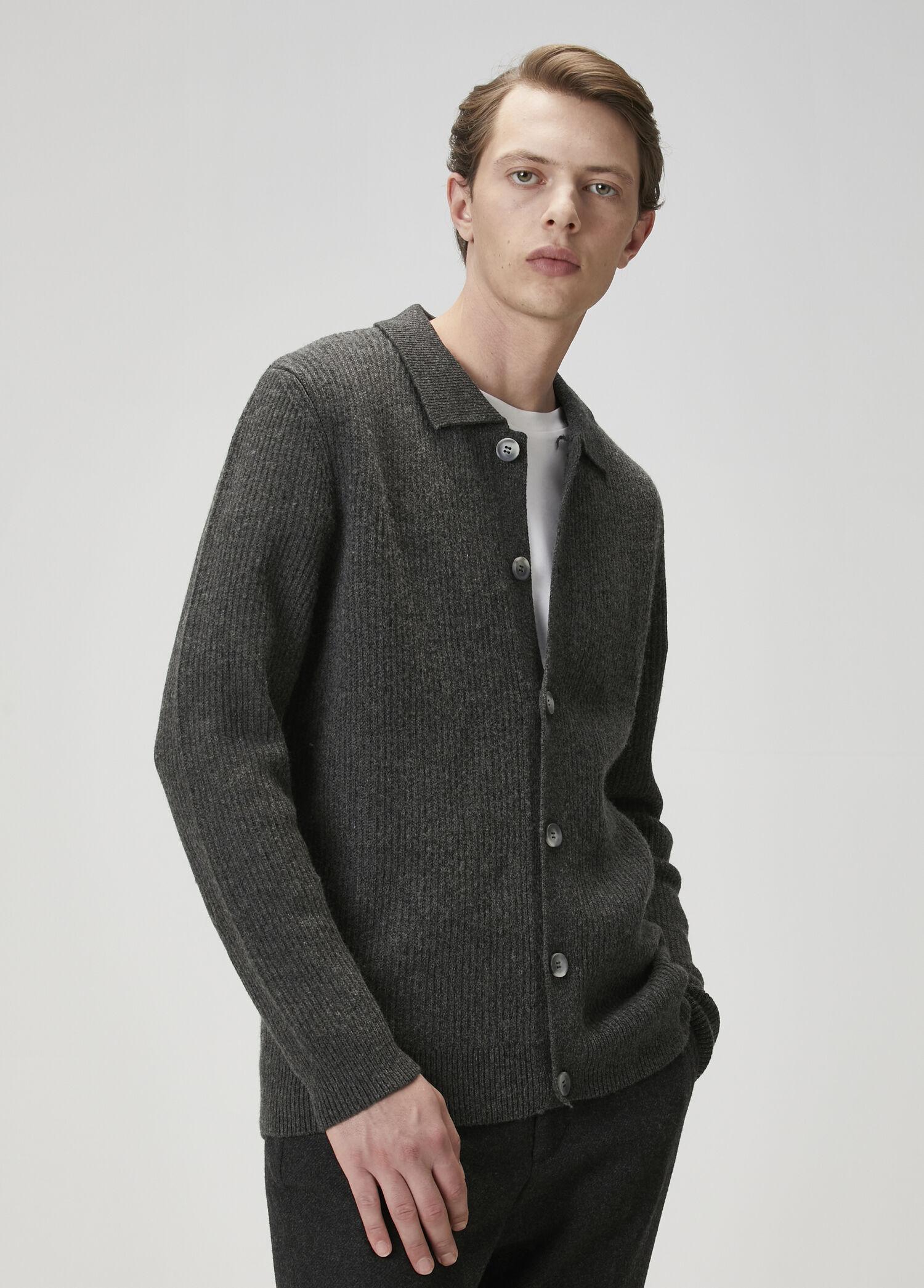  Beymen Club Erkek Gri Melanj Kaşmir Karışımlı Triko Hırka