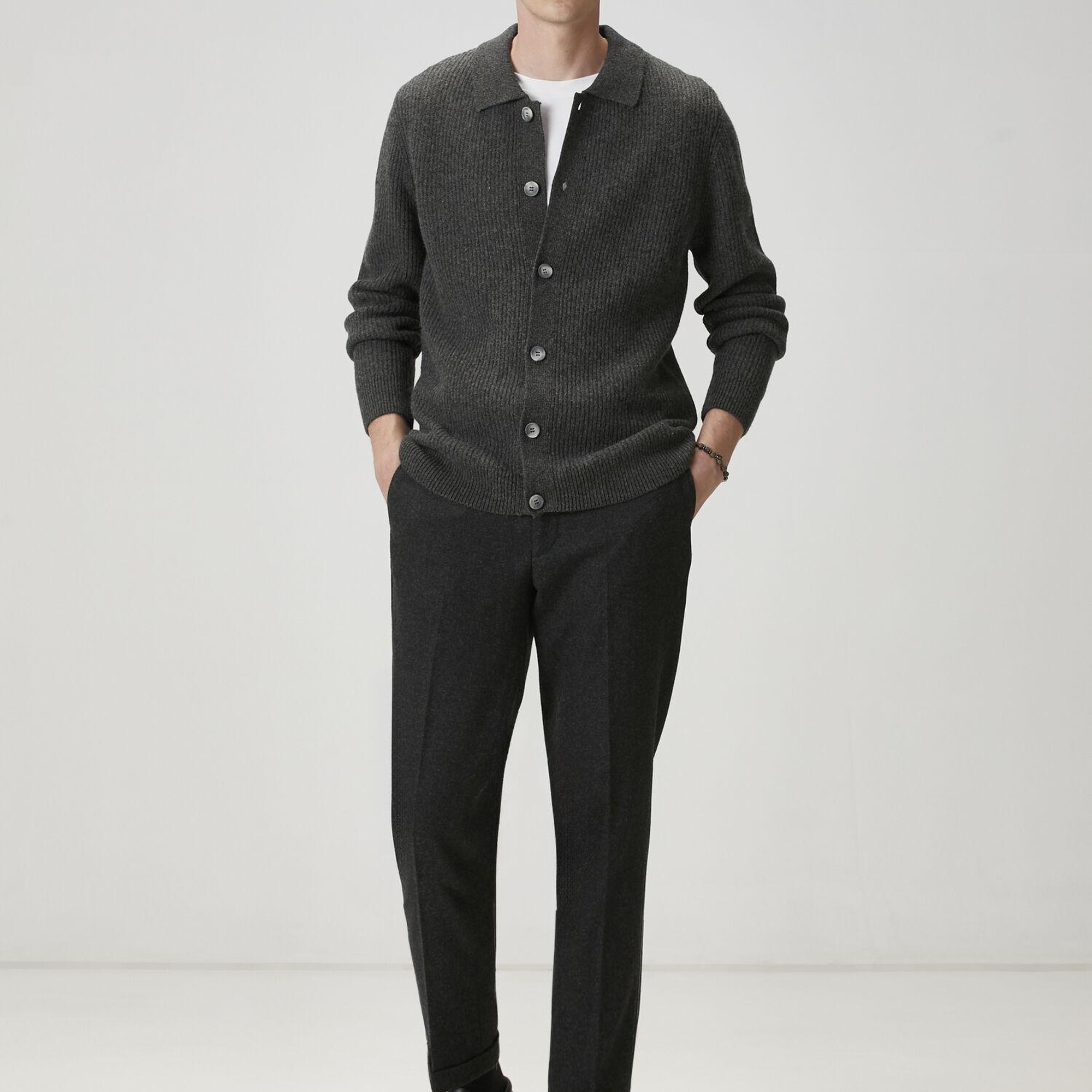 Beymen Club Erkek Gri Melanj Kaşmir Karışımlı Triko Hırka