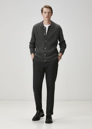  Beymen Club Erkek Gri Melanj Kaşmir Karışımlı Triko Hırka