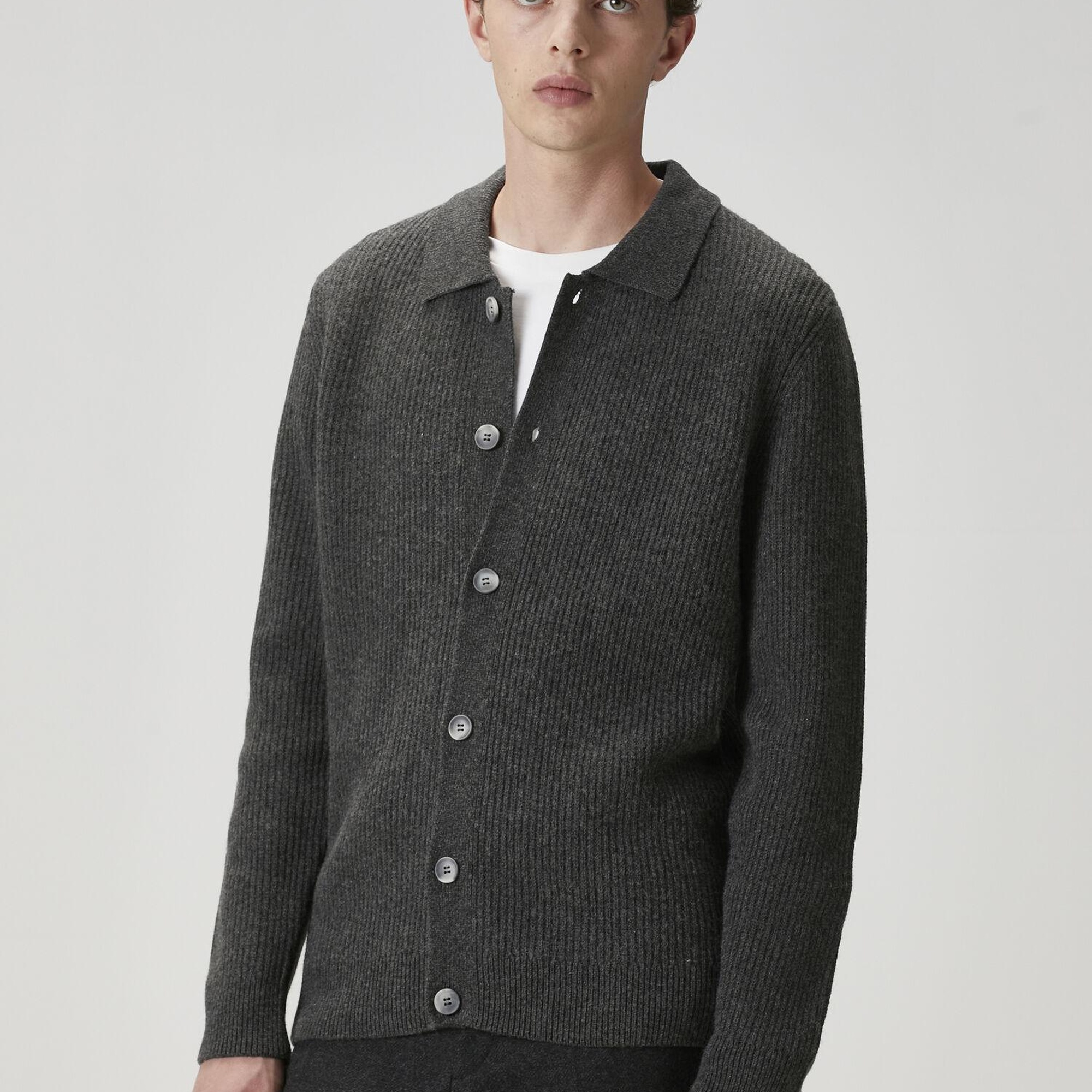 Beymen Club Erkek Gri Melanj Kaşmir Karışımlı Triko Hırka