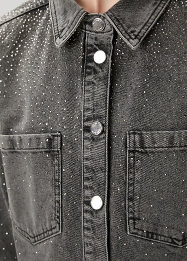  Beymen Club Kadın Gri Taşlı Denim Ceket