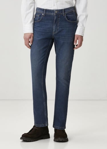  Beymen Club Erkek Mavi Yıkamalı Slim Fit Jean Pantolon