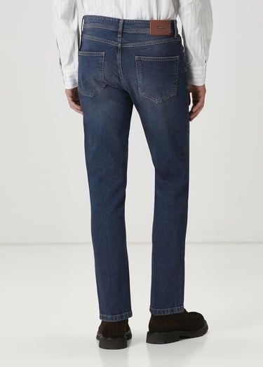  Beymen Club Erkek Mavi Yıkamalı Slim Fit Jean Pantolon