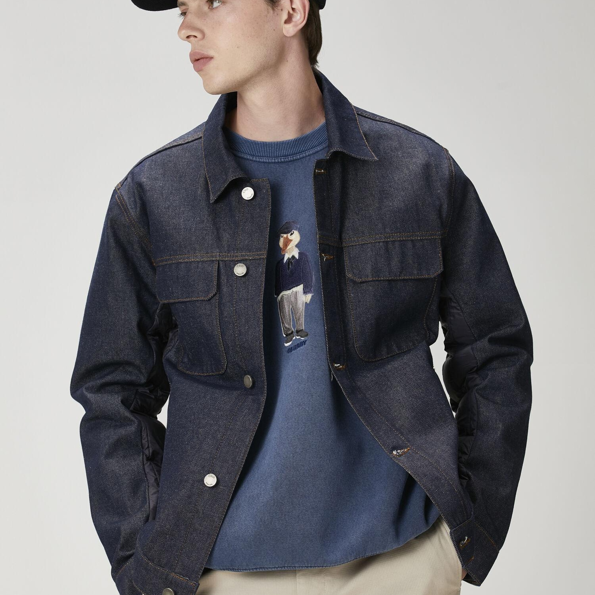 Beymen Club Erkek Lacivert Kapitone Detaylı Denim Ceket