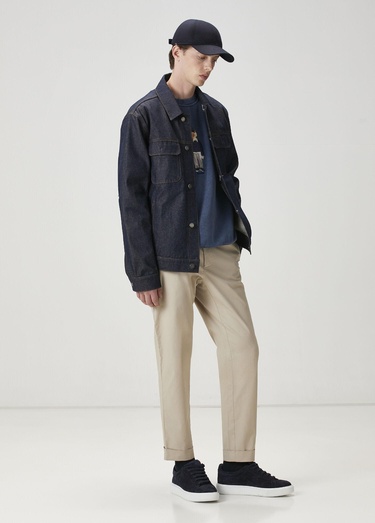  Beymen Club Erkek Lacivert Kapitone Detaylı Denim Ceket