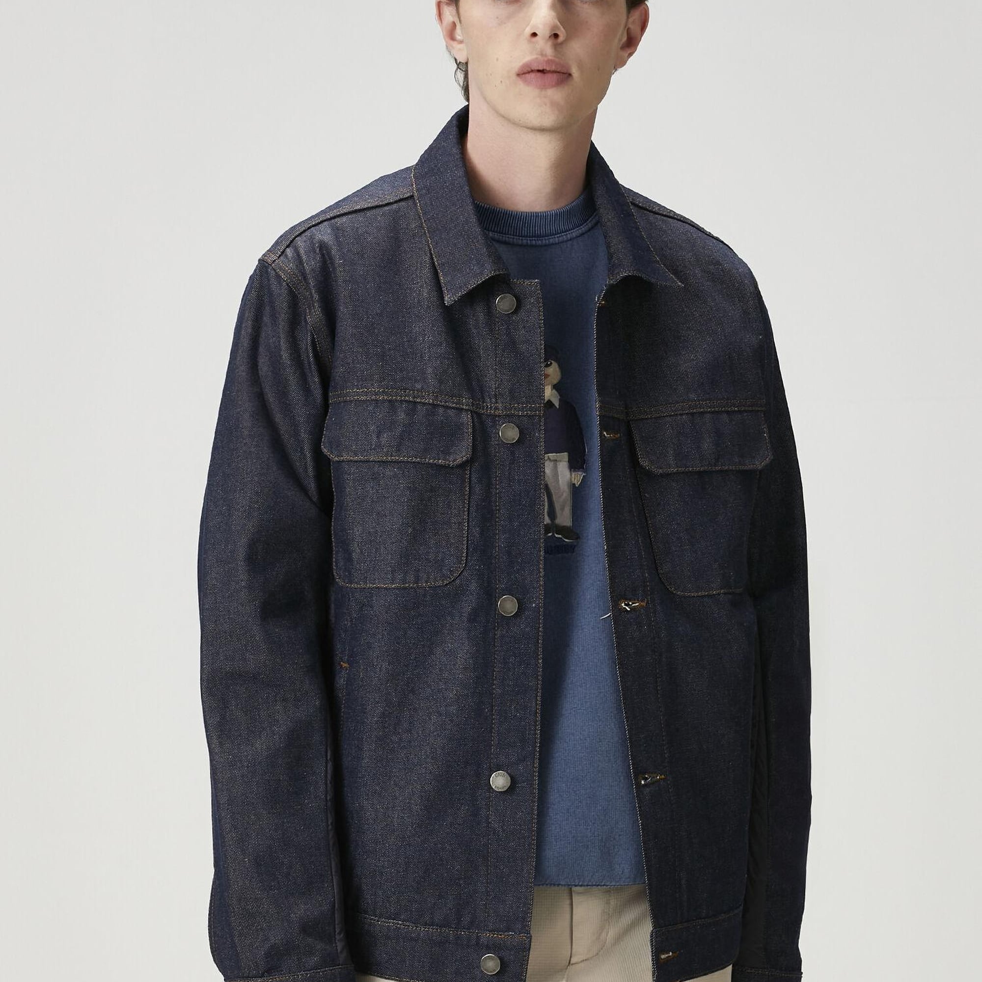 Beymen Club Erkek Lacivert Kapitone Detaylı Denim Ceket