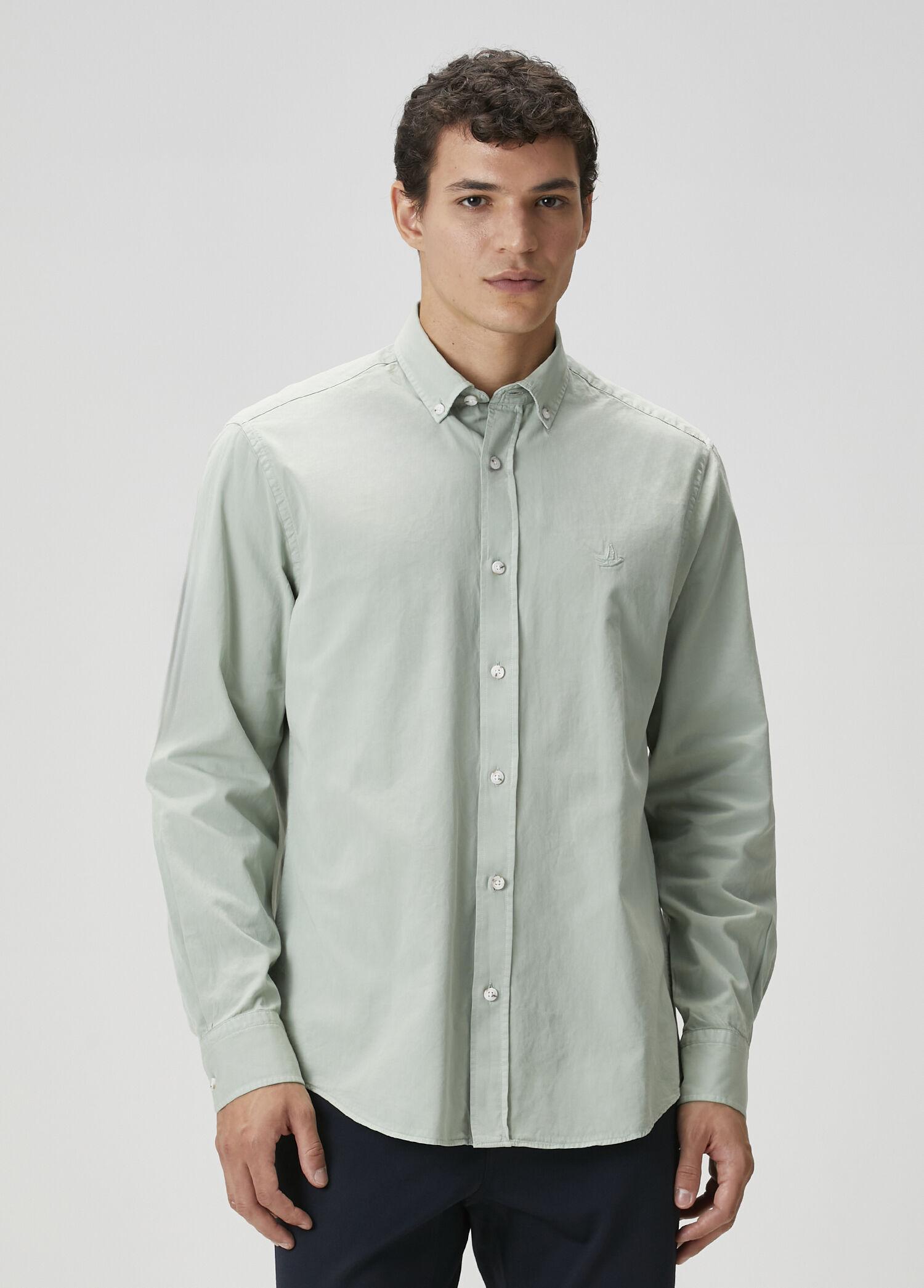  Beymen Club Erkek Comfort Fit Çağla Gabardin Doku Gömlek