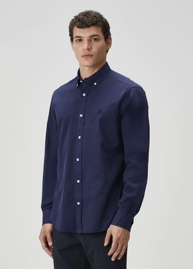  Beymen Club Erkek Comfort Fit Lacivert Gabardin Doku Gömlek