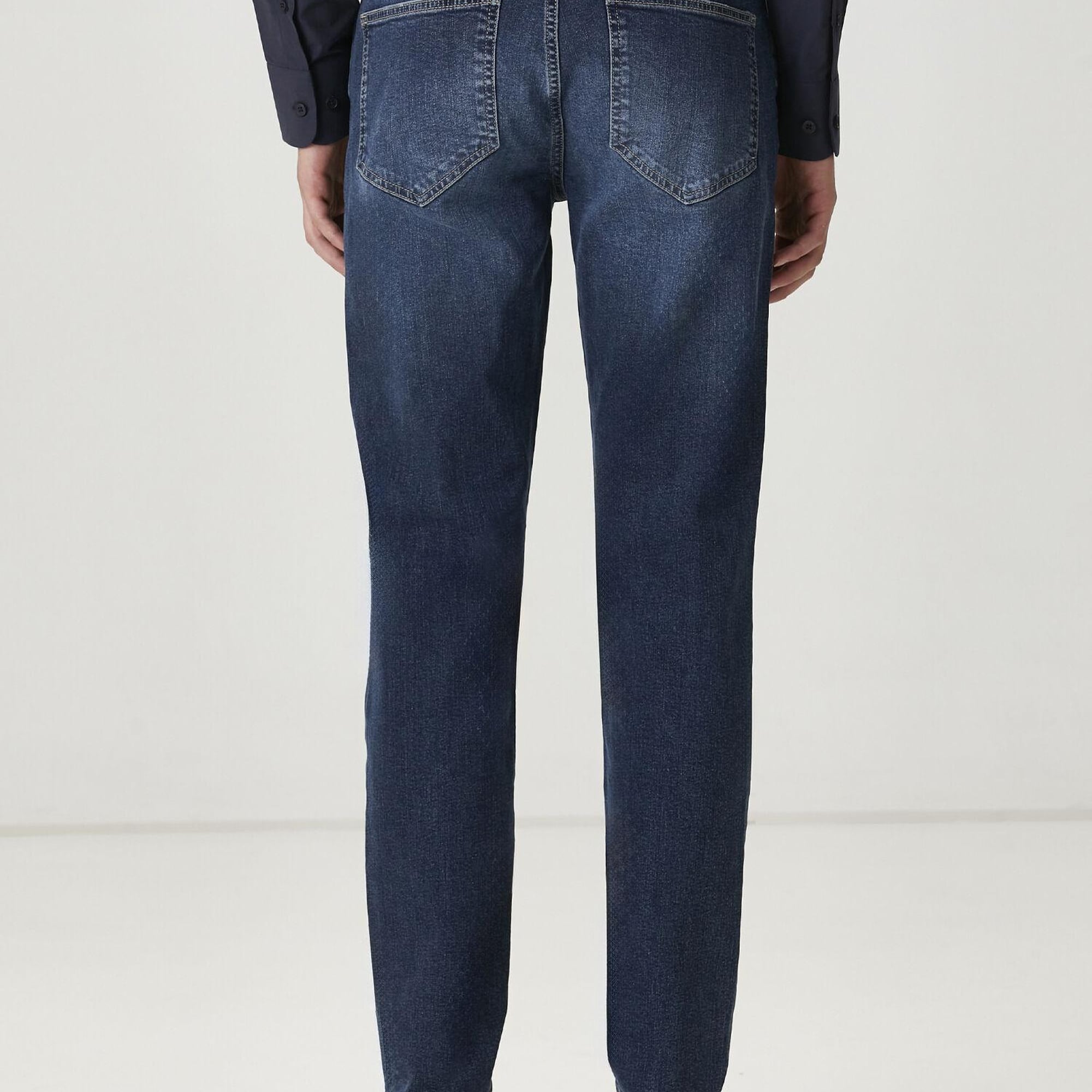 Beymen Club Erkek Mavi Yıkamalı Slim Fit Jean Pantolon