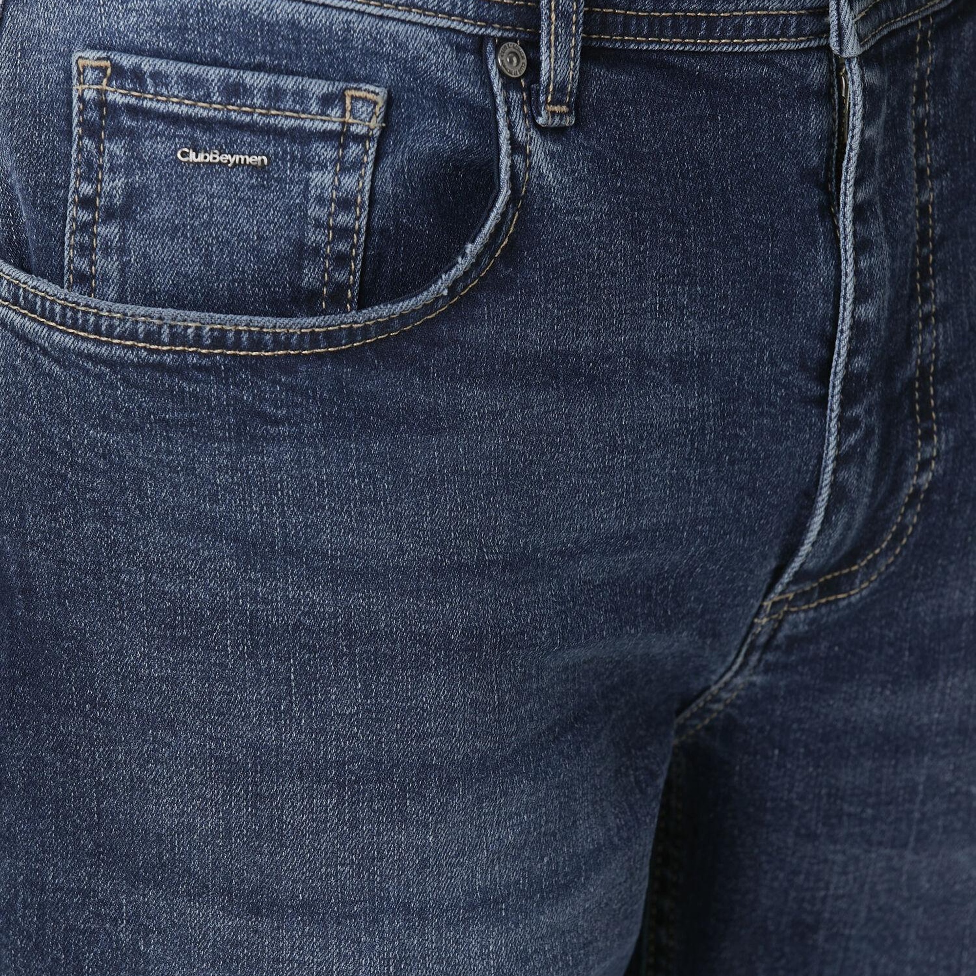 Beymen Club Erkek Mavi Yıkamalı Slim Fit Jean Pantolon