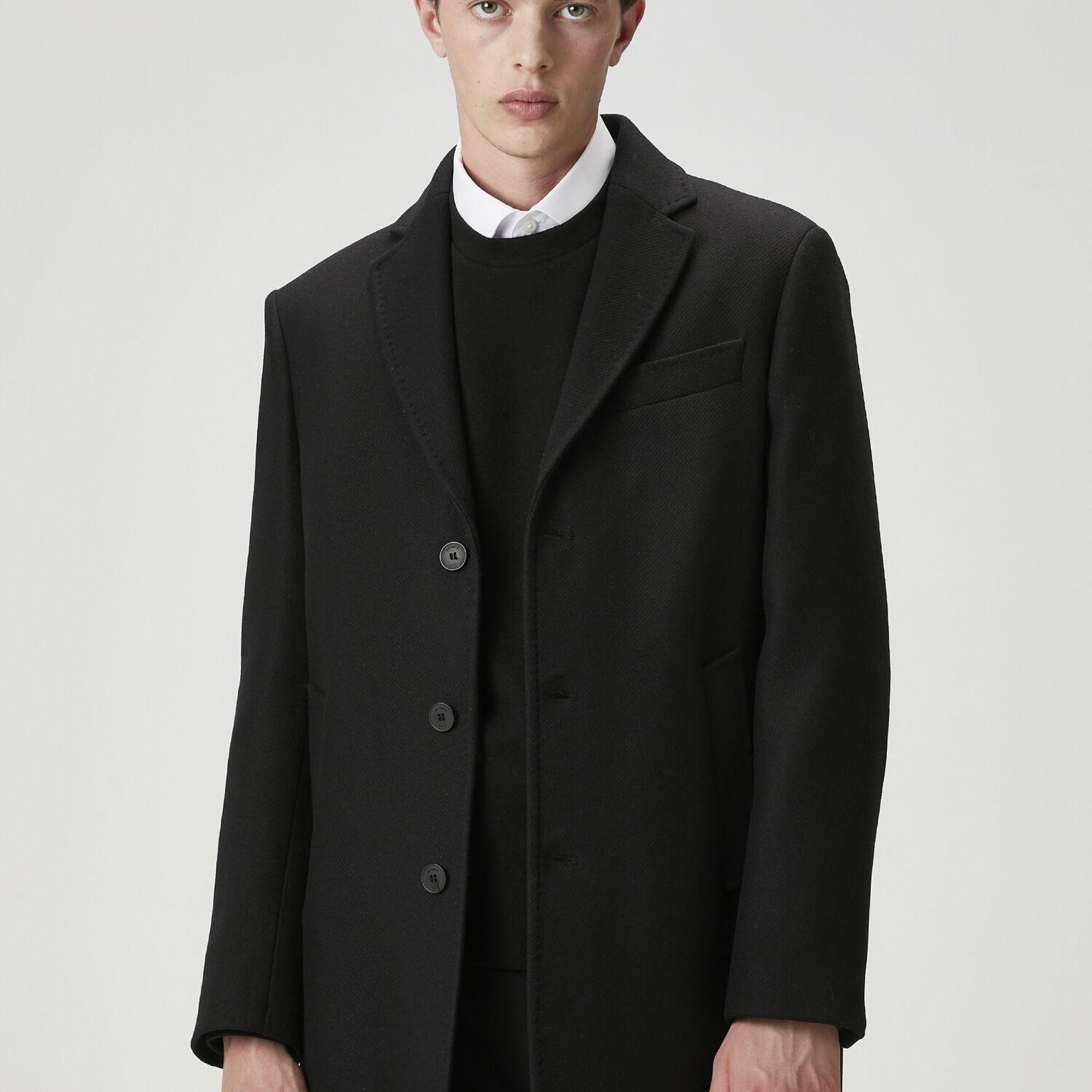 Beymen Club Erkek Siyah İtalyan Yün Kaşe Palto