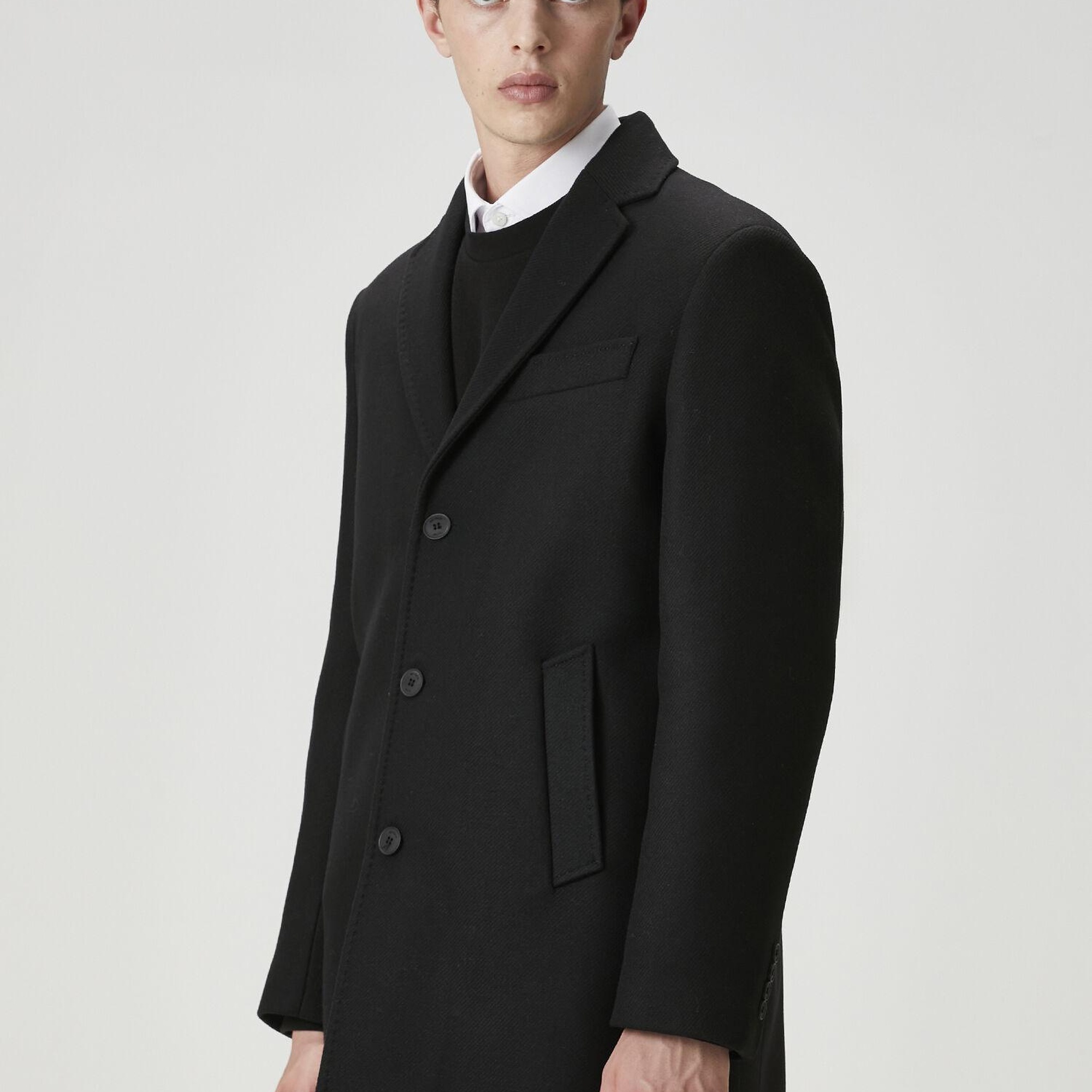 Beymen Club Erkek Siyah İtalyan Yün Kaşe Palto