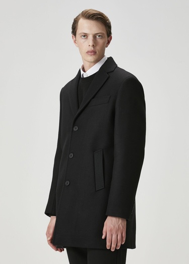  Beymen Club Erkek Siyah İtalyan Yün Kaşe Palto