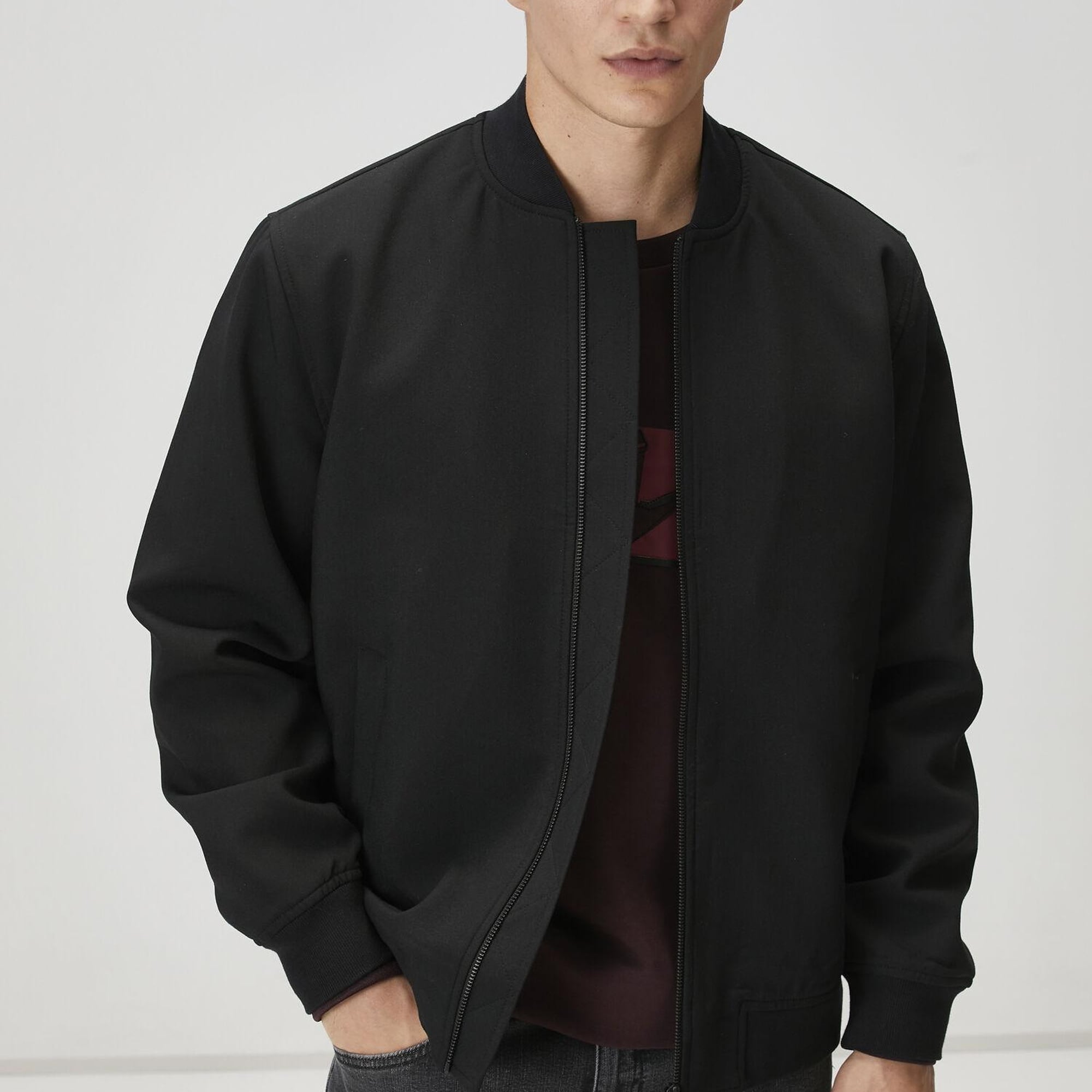 Beymen Club Erkek Siyah Twill Bomber Mont