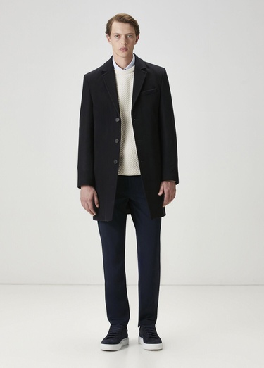  Beymen Club Erkek Lacivert Yün Kaşe Palto